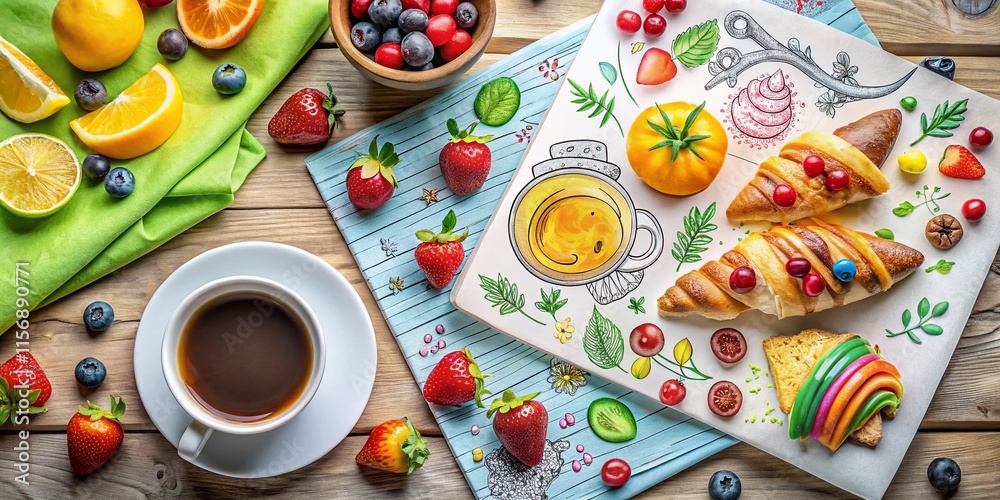Delicious Business Doodle Food Photography: Coffee, Donuts, & More Delicious Business Doodle Food Photography: Coffee, Donuts, & More