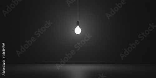 Light bulb is hanging from a light fixture