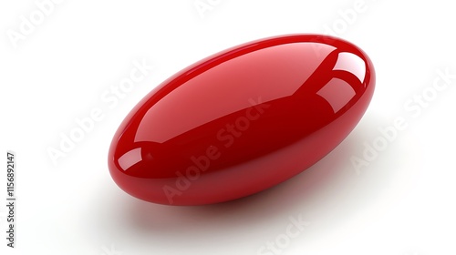 A smooth red ellipsoid isolated against a plain white background
