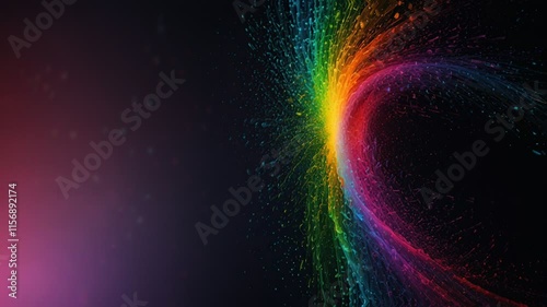 Vibrant Rainbow Paint Explosion: Dark Abstract Art