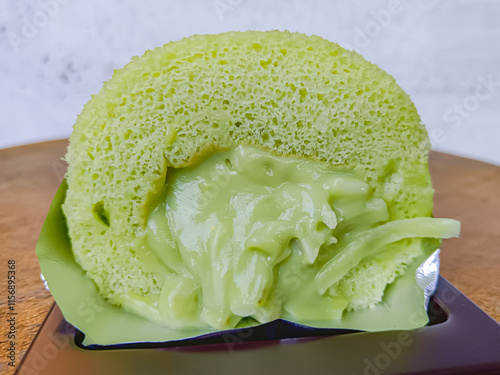 Pandan and young coconut chiffon cake, thai style.