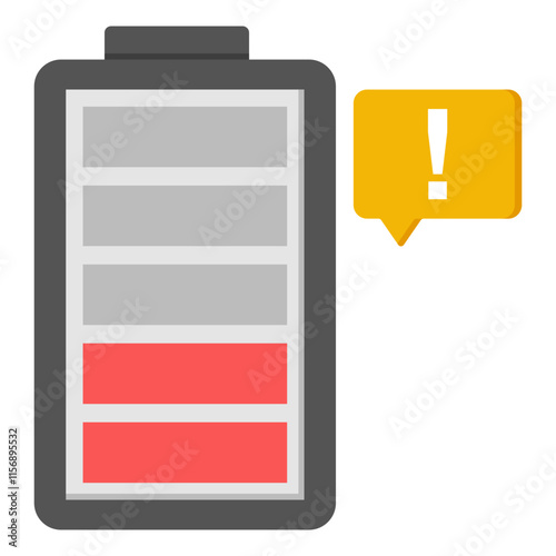 A flat design icon of mobile battery