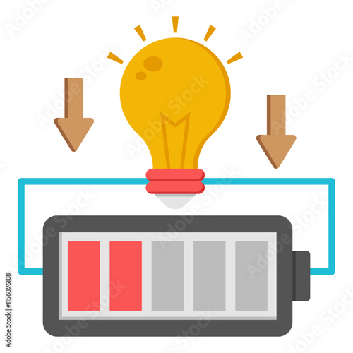 A flat design icon of battery idea