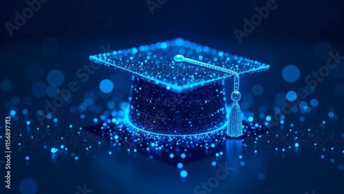 Sparkly magic graduation hat with bokeh.