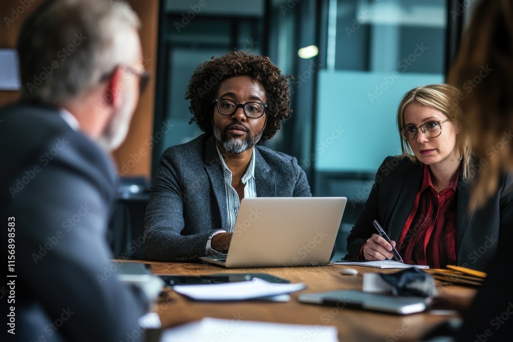 Fototapeta premium Business people are sitting around a table for a meeting