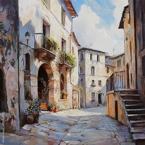 Historic center in Mondovi, Italy