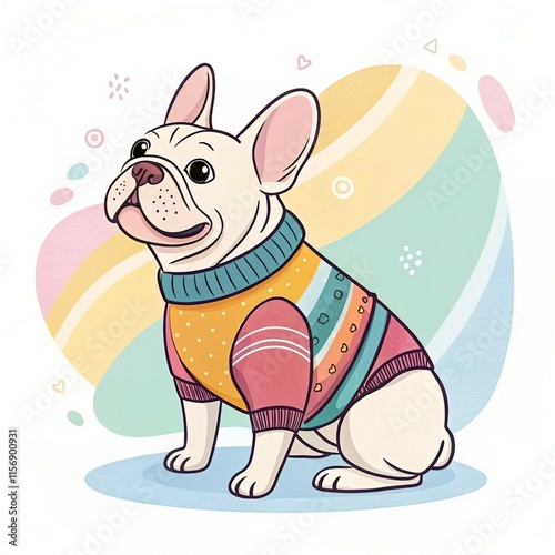 Stylish French Bulldog in Designer Sweater Vector Art