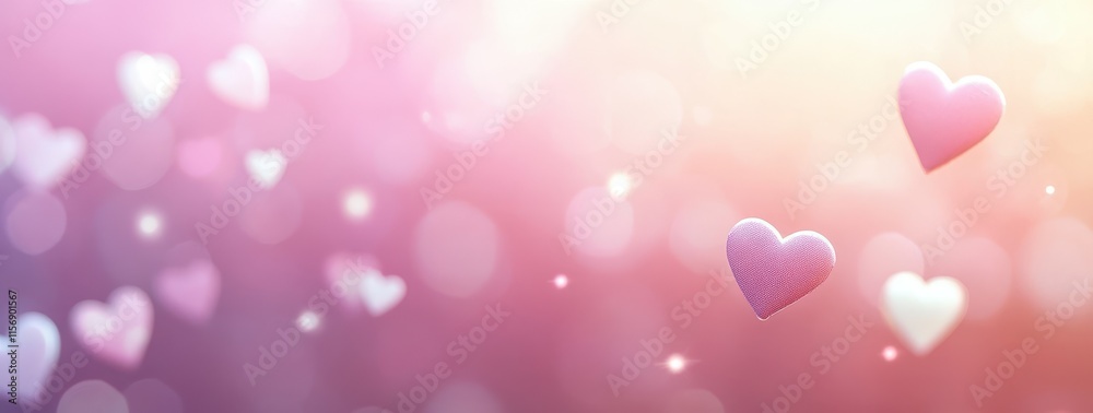 Hearts gently float in the air against a lovely pink background Hearts gently float in the air against a lovely pink background