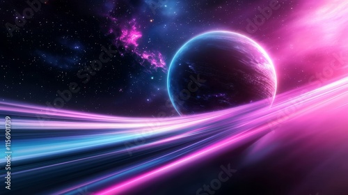 Cosmic Planet Nebula Light Trails Space Exploration Background