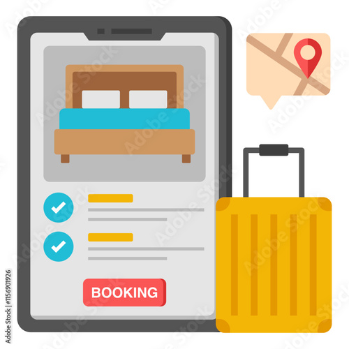 An icon design of mobile hotel booking