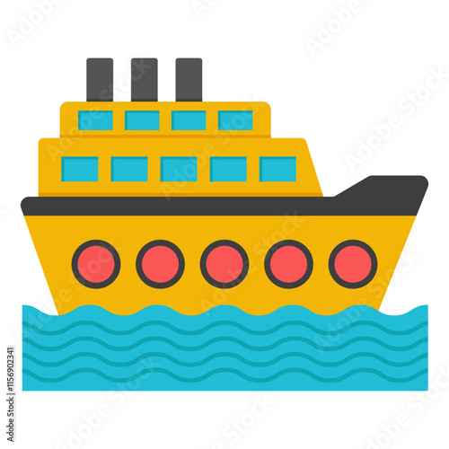 A flat design icon of rowing boat, ship vector