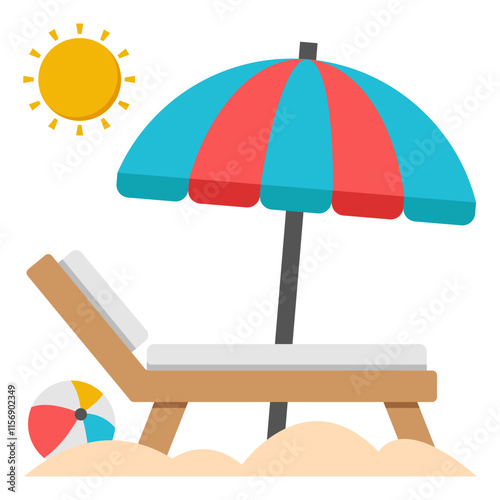 A colored design icon of sunbath