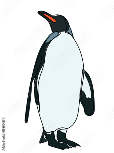 Penguin in a continuous line format that can be edited later.