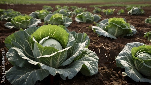 Cabbage Field in Full Growth photo