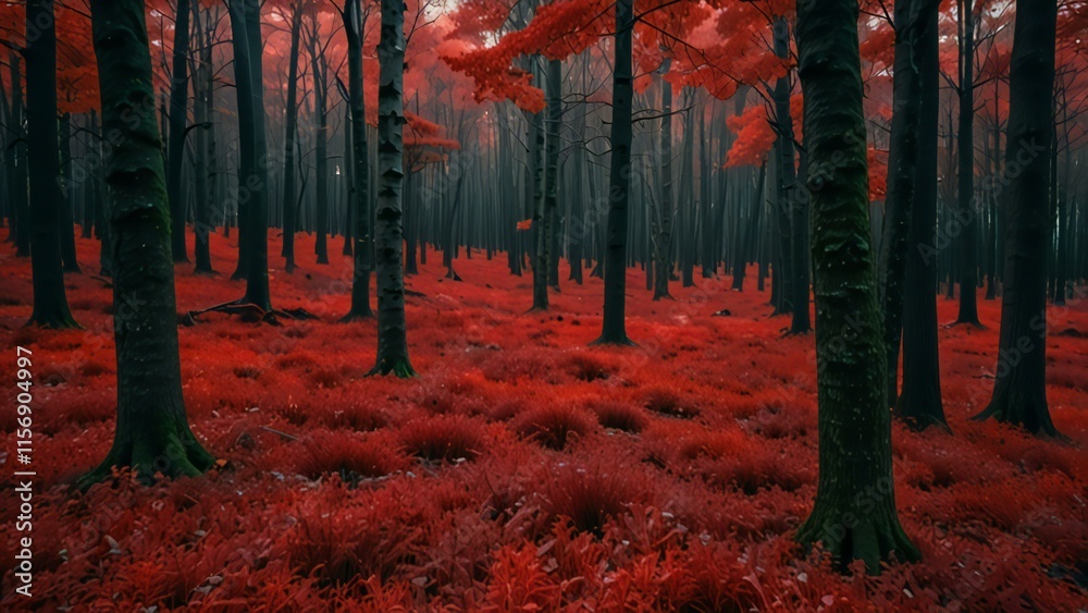 Obraz premium autumn forest in the morning