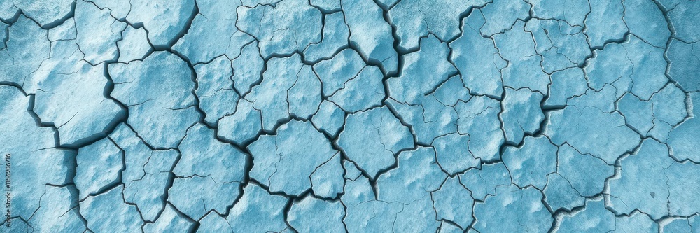 Intricate network of fractured blue ice, showing deep cracks and textures, fractured, environment