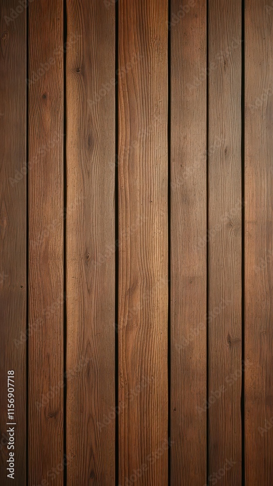 Naklejka premium Rich brown wood planks, rustic texture, vertical grain, wood texture, wood surface, vertical wood