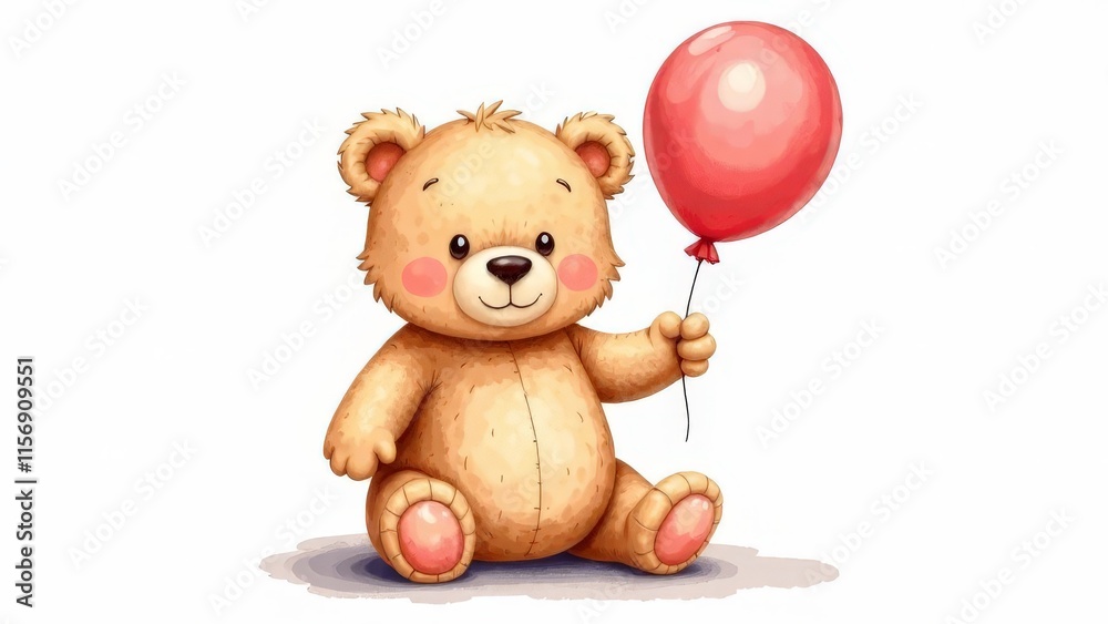 Teddy bear with a balloon on a white background. Teddy bear with a balloon on a white background.