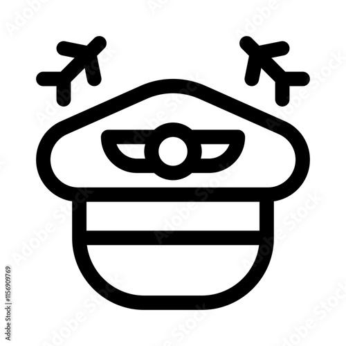 pilot hat line icon
