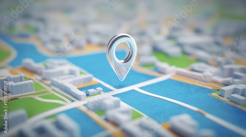 Location Pin on Digital Map Futuristic Technology and Navigation Concept with Vibrant Colors and Circuitry Details

