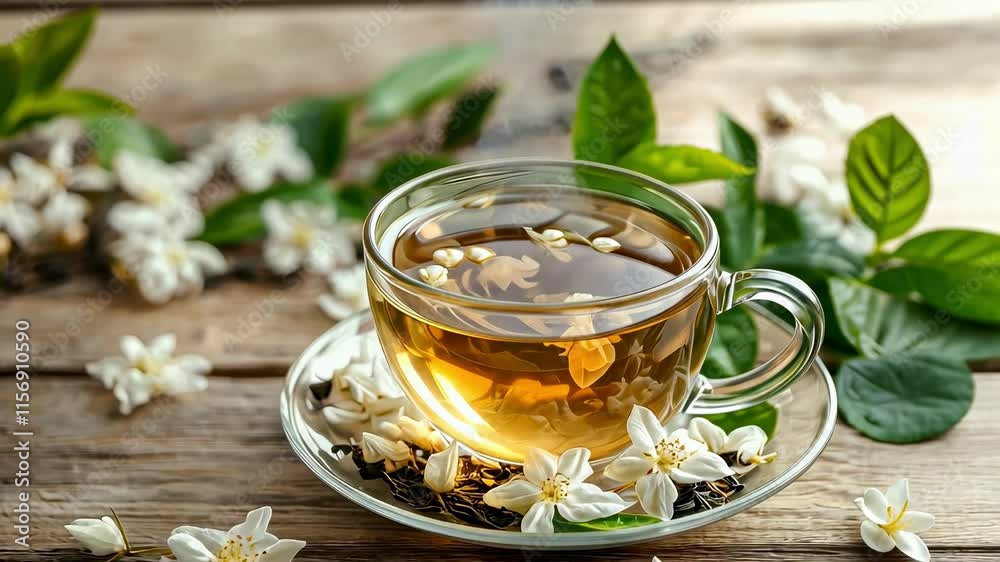 Close up of jasmine tea. Selective focus Close up of jasmine tea. Selective focus