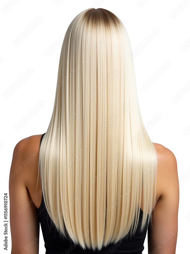Naklejka premium Woman With Shiny Straight Blonde Hair In An Isolated White Background, Created Using E Technology For A Back View Perspective. 00002