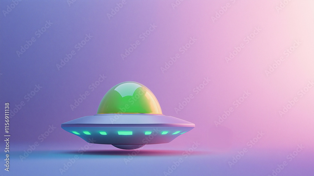 3D Render of Flying Saucer UFO with Copy Space 3D Render of Flying Saucer UFO with Copy Space