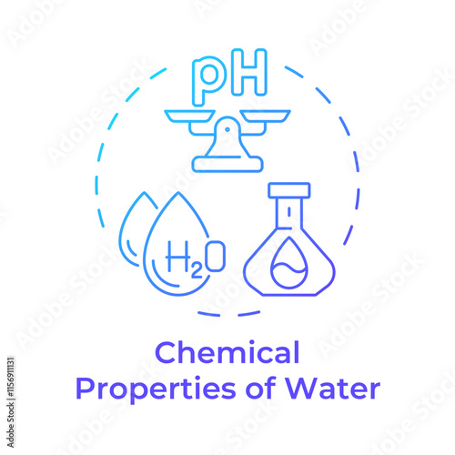 Chemical properties of water blue gradient concept icon. Determine liquid suitability for usage. Quality control. Round shape line illustration. Abstract idea. Graphic design. Easy to use in article