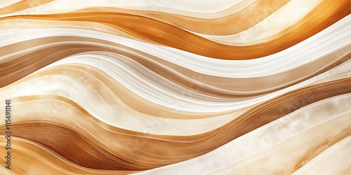 Abstract swirling beige and brown wave pattern.