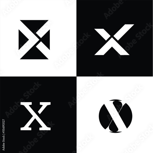 Modern abstract initial X letter logo set with vector illustration
