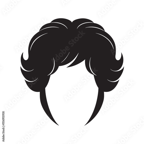 Men Wigs Hairstyle Back Icons silhouette 