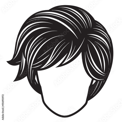 Men Wigs Hairstyle Back Icons silhouette