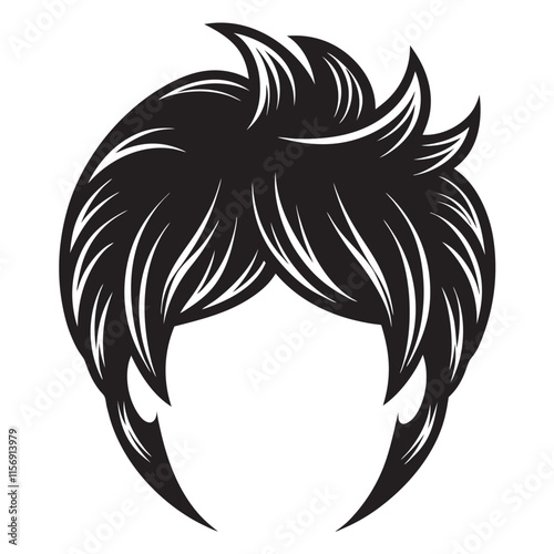 Men Wigs Hairstyle Back Icons silhouette 