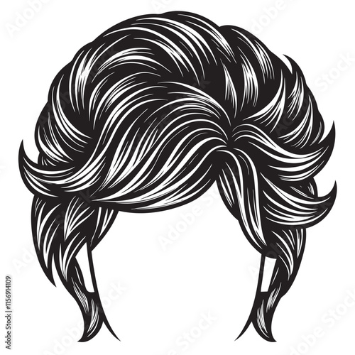 Men Wigs Hairstyle Back Icons silhouette 