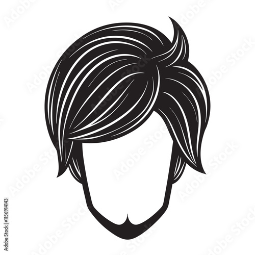 Men Wigs Hairstyle Back Icons silhouette  