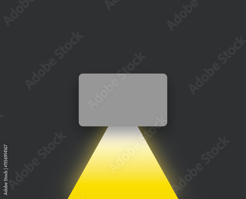 Pictogramme de luminaire symbolisant le sens d'éclairage Down simple flux d'une applique murale , éclairage  vers le bas 