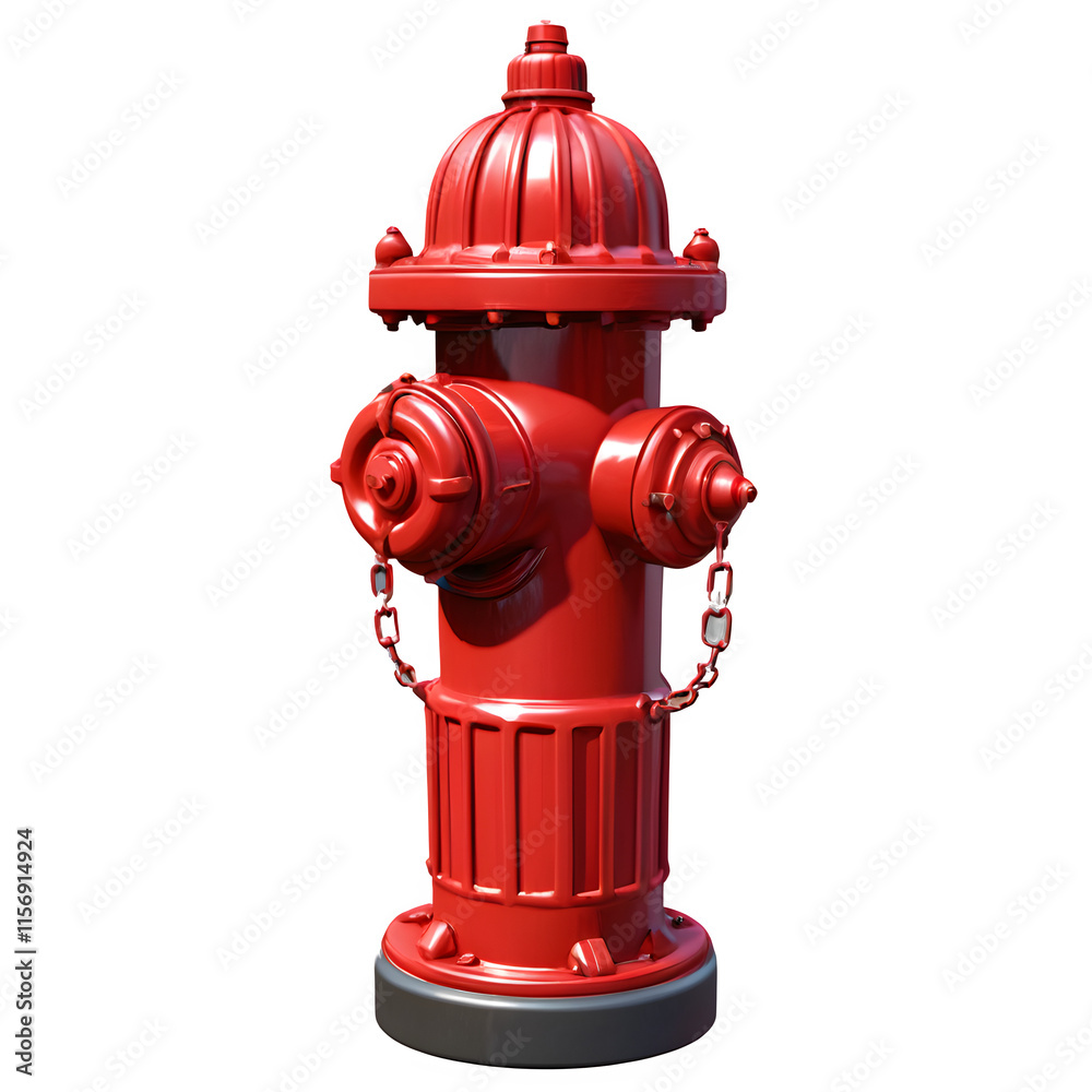 3D Red Fire Hydrant Icon with Glossy Surface Isolated on Transparent Background 3D Red Fire Hydrant Icon with Glossy Surface Isolated on Transparent Background