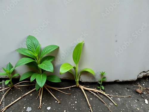 Weathered Concrete Provides A Gritty Backdrop For Vegetation Growth, As Plant Roots Push Through Its Cracks And Crevices Slowly Over Time. 00003