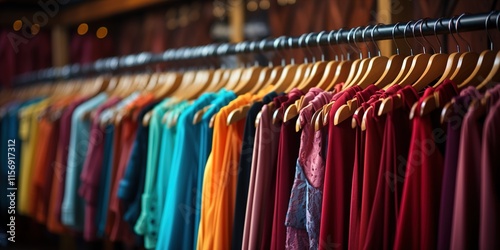 Wallpaper Mural colorful shirts on hangers Torontodigital.ca