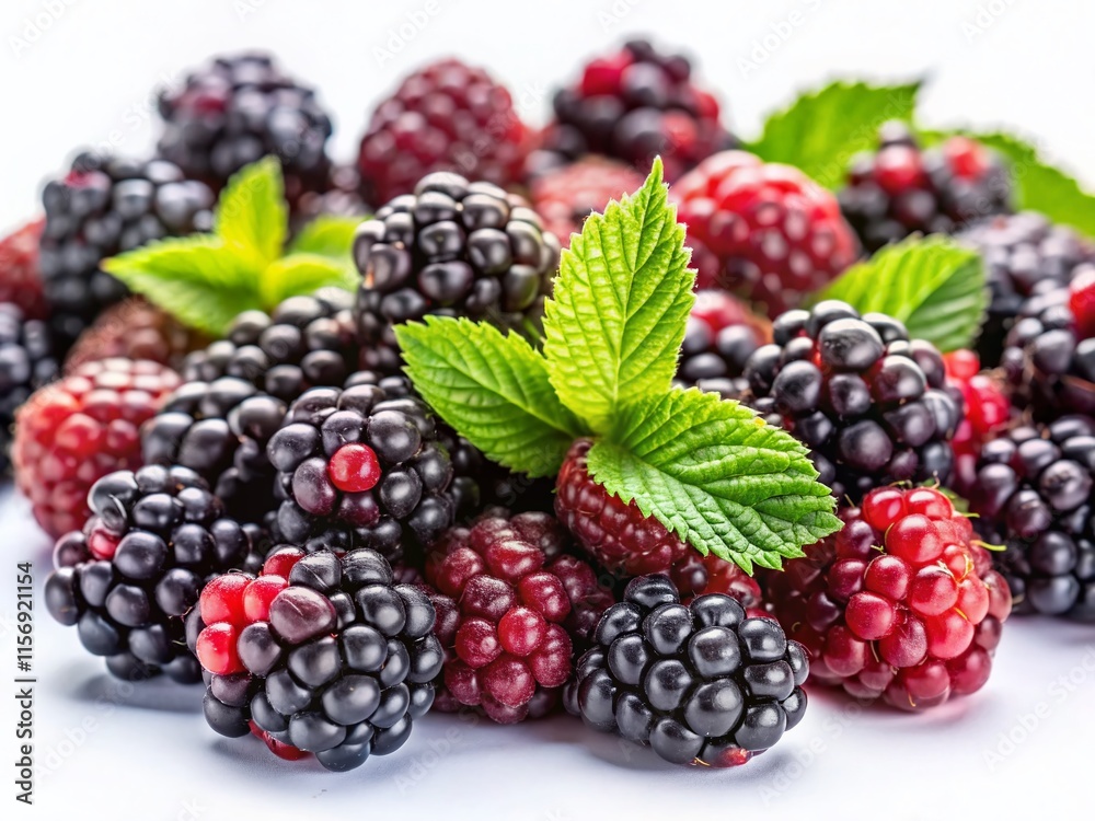 Fresh Juicy Blackberries on White Background - High Resolution Stock Photo Fresh Juicy Blackberries on White Background - High Resolution Stock Photo
