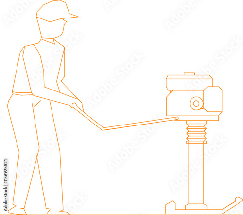 vector sketch illustration silhouette design of construction workers leveling the ground for concrete work.eps