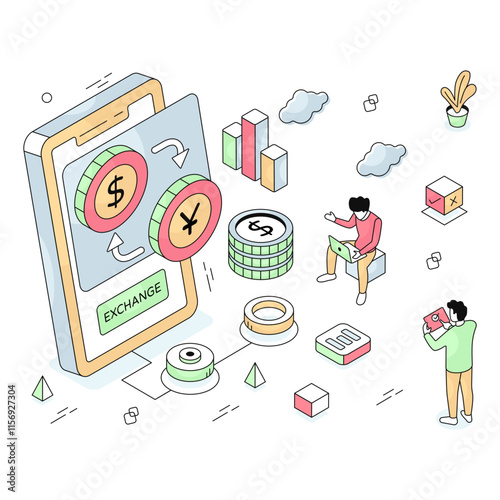 An editable design illustration of currency exchange