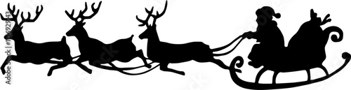 Christmas Silhouette Santa Claus Riding 