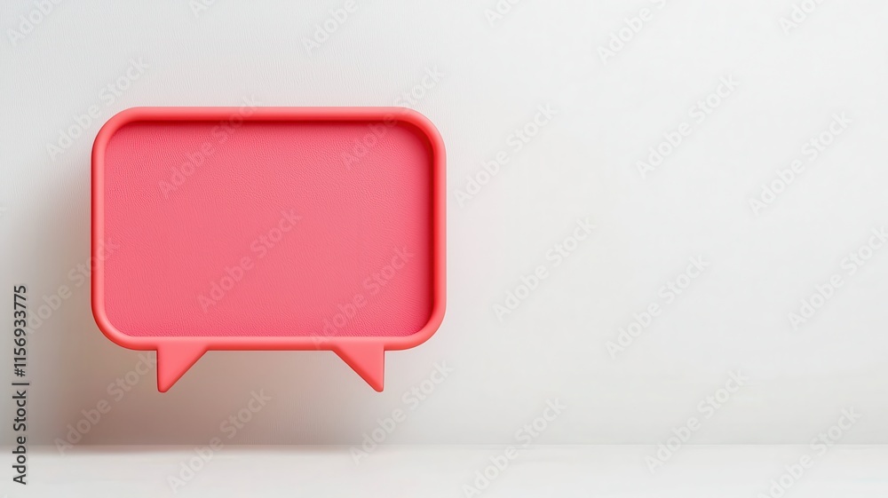 3D Coral Speech Bubble Frame Blank Text Space White Background 3D Coral Speech Bubble Frame Blank Text Space White Background