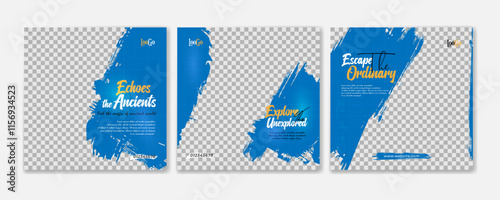 Set of travel sale social media post template. Web banner, flyer or poster for travelling agency business offer promotion. Holiday and tour advertisement banner design.