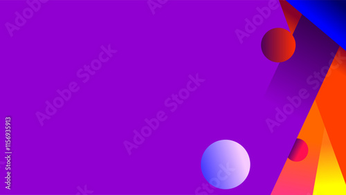 Merging multicolor shapes over purple simple abstract presentation background