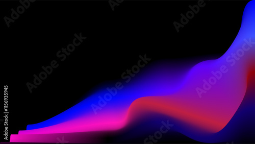 Flowing mutlicolors mesh gradient over black abstract background