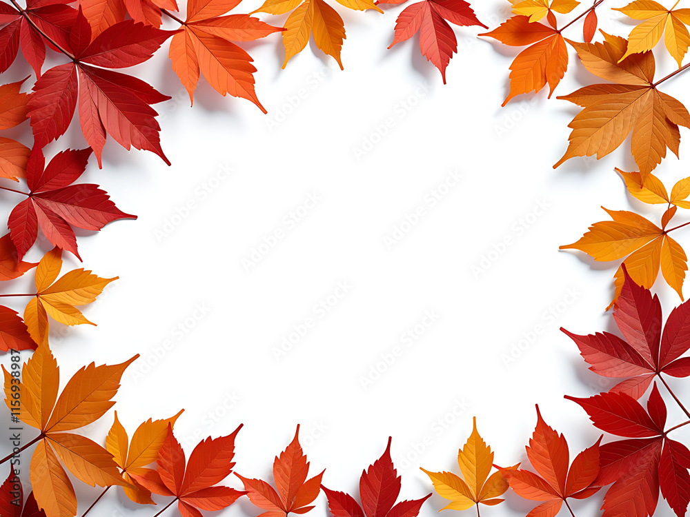 Vibrant Autumn Foliage Borders A Small Area With A Simple White Background, Creating A Calm And Serene Atmosphere Overall. 00002 Vibrant Autumn Foliage Borders A Small Area With A Simple White Background, Creating A Calm And Serene Atmosphere Overall. 00002