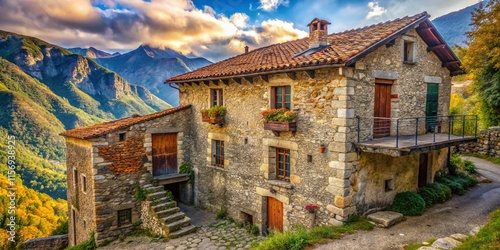 Historic Stone House, Derelict Building, Rigolato, Carnia, Friuli Venezia Giulia, Italy photo