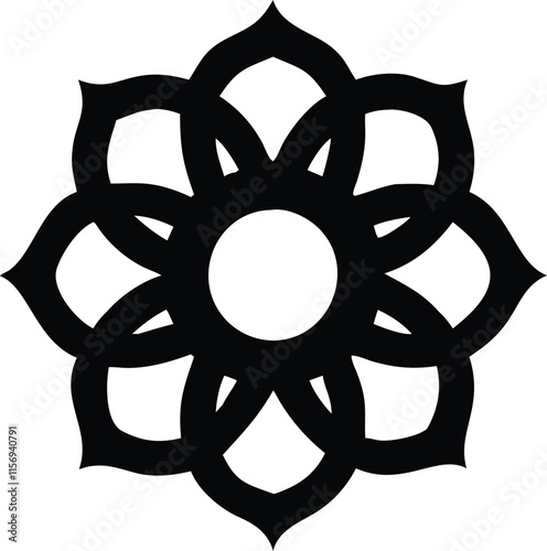 Indian Traditional and Cultural Black Line Art, Mandala Design.